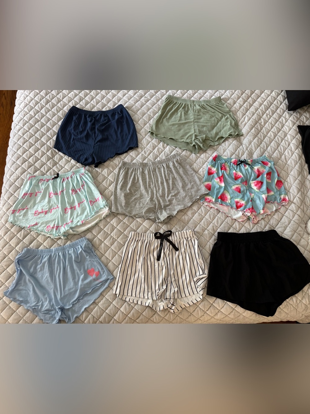 Mixed Pajama Shorts Bundle — Navy, Sage, Gray, Striped & More